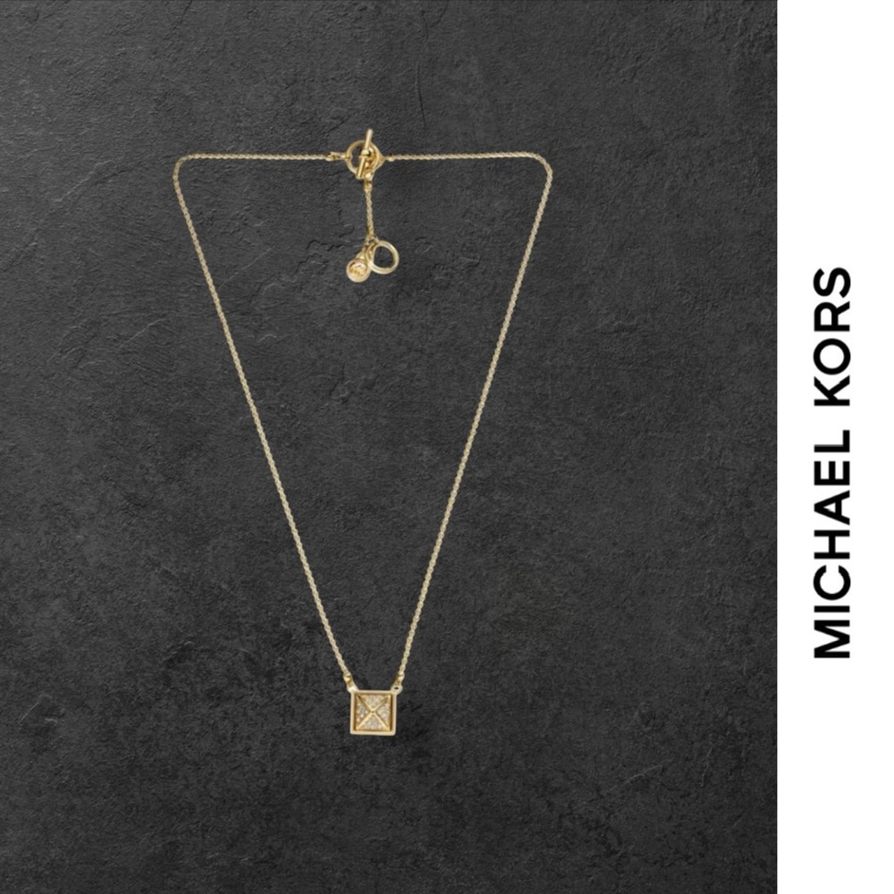 Michael Kors Gold Chain + Pyramid Crystal Pave Necklace, MSRP $88